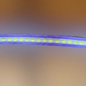 Purple Satin Ribbon with White Stripe and Yellow Diamonds Double Sided  ****ALL